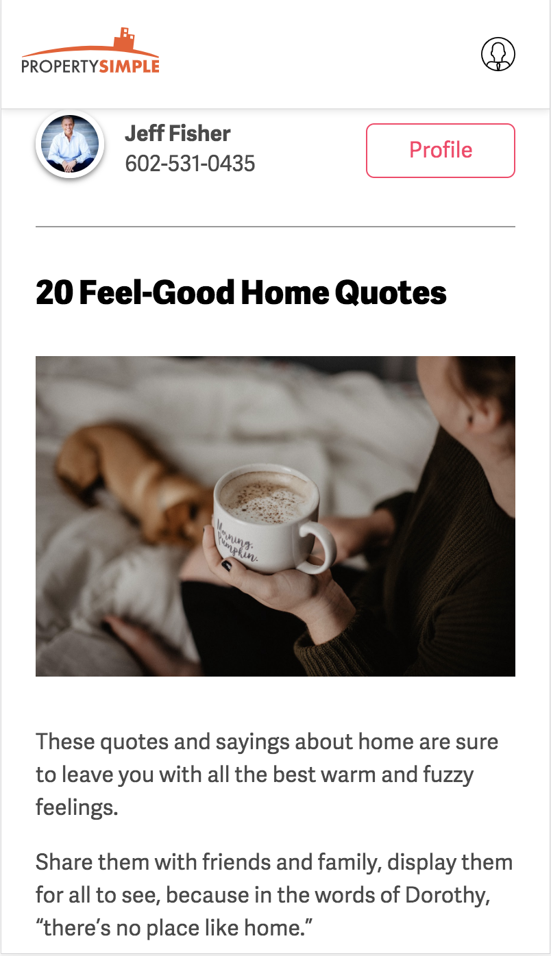 Article example: 20 Feel-Good Home Quotes