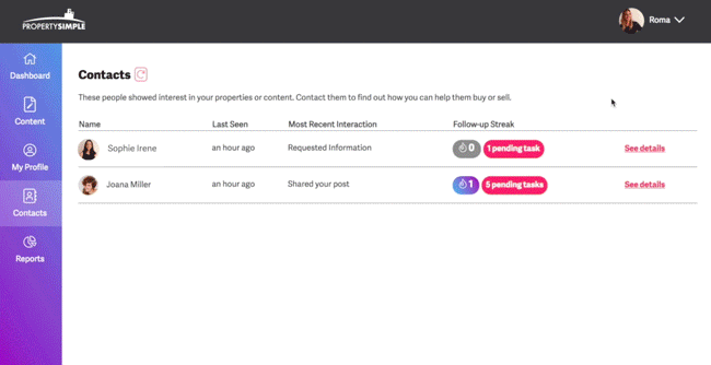 Expand PropertySimple lead details