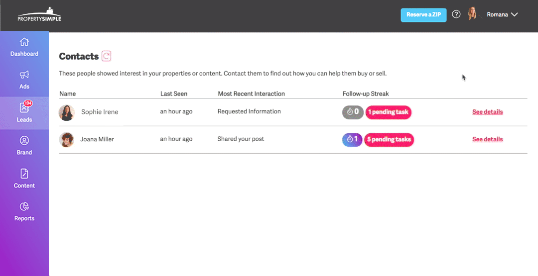 How to follow up with your leads on PropertySimple