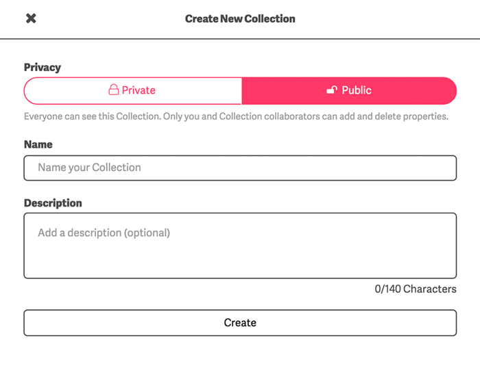 Creating a private or public collection